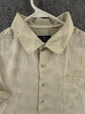 Nat Nast Short Sleeve Floral Large Silk Cotton Beige Shirt Pocket Bowling Men